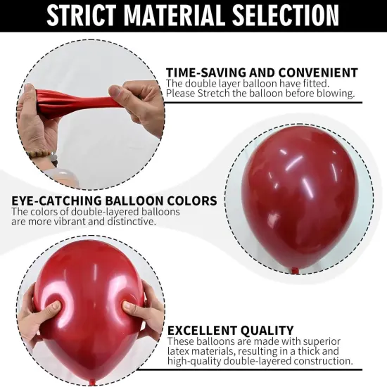 Red Balloons Double Stuffed, Ruby Red Balloon Garland Kit Dark Red Latex Balloons Different Sizes 18/12/10/5 Inch Burgundy Maroon Red Balloon Arch for Birthday Wedding Valentine Day Party Decorations {5}