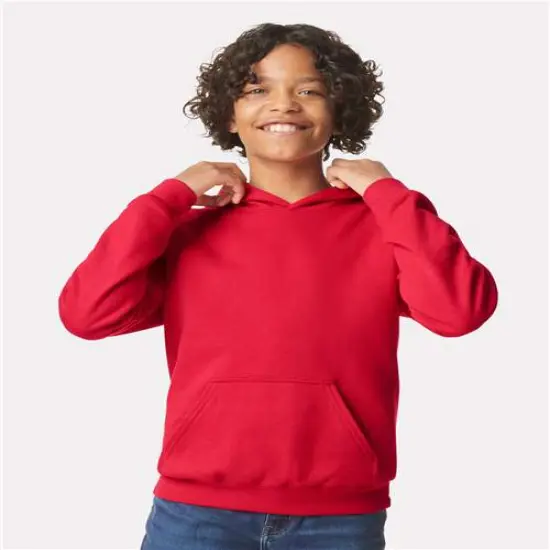 Gildan&reg; Softstyle Youth Midweight Long Sleeve Hooded Sweatshirt Red {1}