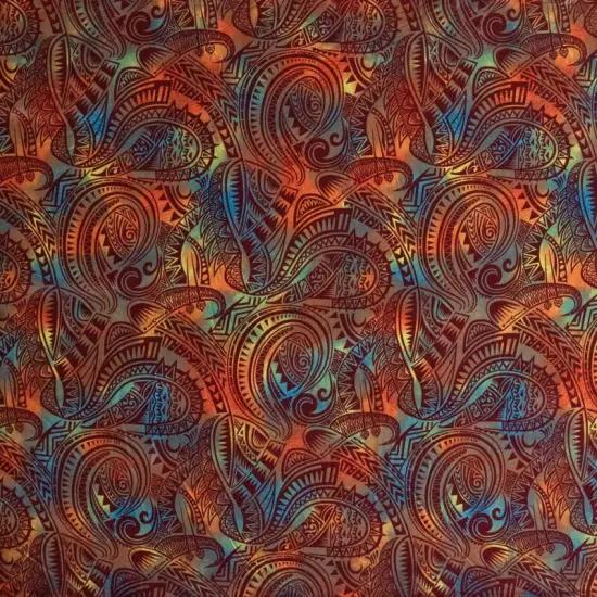 1 Yard Traditional Polynesian Tattoo Watercolor Print Fabric Soft Polyester Material 45 Inch Width {4}