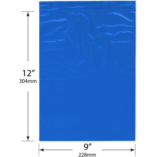 Plymor 9" x 12", Blue 2 Mil Zipper Reclosable Plastic Bags {3}