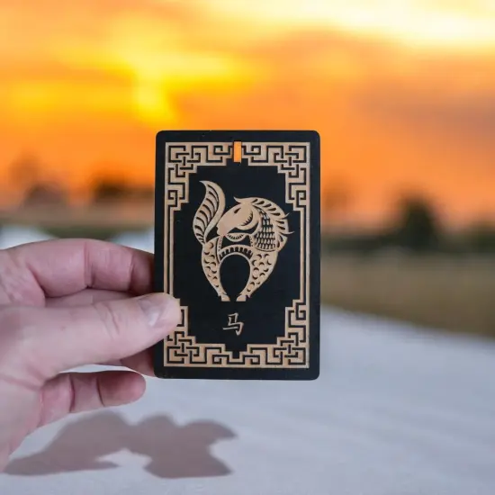 Ornament - Year of the Horse 3x4in - BLACK - Painted Raw Wood {5}