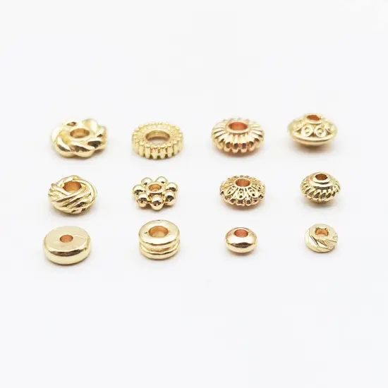 120pcs Spacer Beads Gold Plated Long-Lasting Heishi and Rondelle Bead for Jewelry Bracelet Necklace Making {5}
