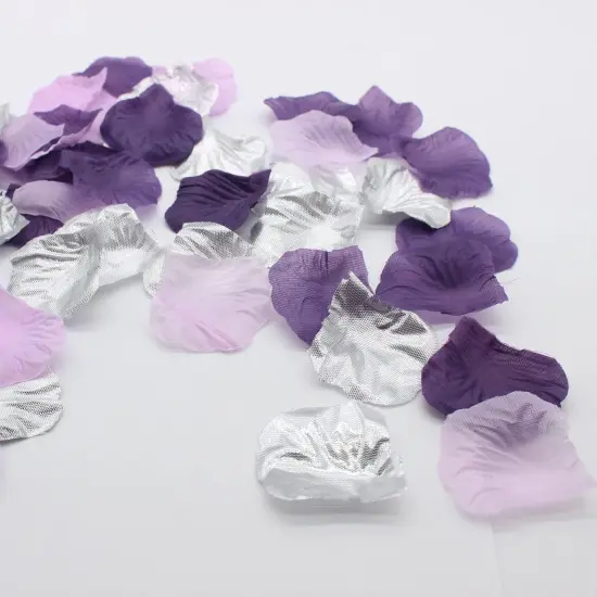 1000PCS Purple Lavender Silver Silk Rose Petal Violet Lilac Silver Artificial Flower Petal for Wedding {3}