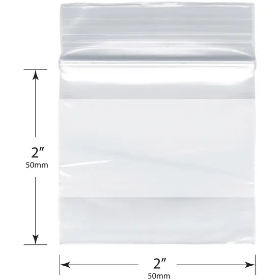 Plymor 2" x 2", 2 Mil with White-Block Zipper Reclosable Plastic Bags {3}