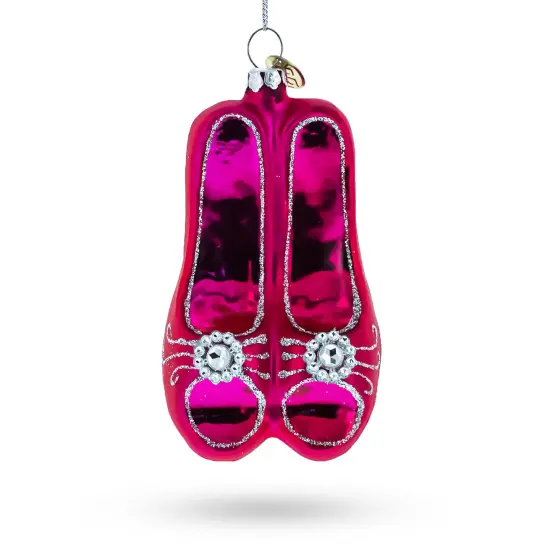 Chic Pink High Heels Glass Christmas Ornament {3}