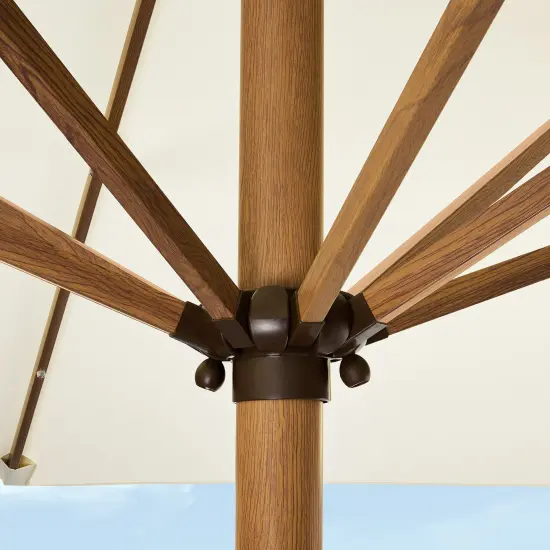 Best Choice Products 9ft Deep Square Solar LED Lighted Patio Umbrella w/ Faux Wood Texture, UV-Resistant Ivory {2}