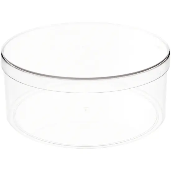 Pioneer Plastics 180C Clear Round Plastic Container, 6" W x 2.5" H {1}