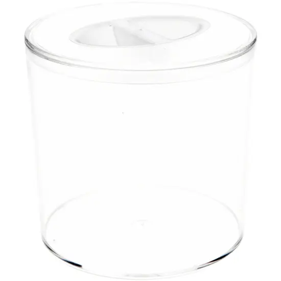 Pioneer Plastics 116C Clear Cylinder Plastic Container with Pinch Style Lid, 3.375" W x 3.125" H {1}