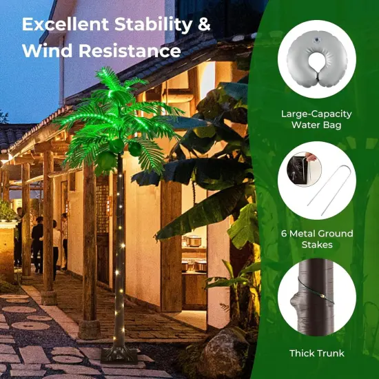 6ft Hawaiian Artificial Palm Tree with LED Lighting {3}