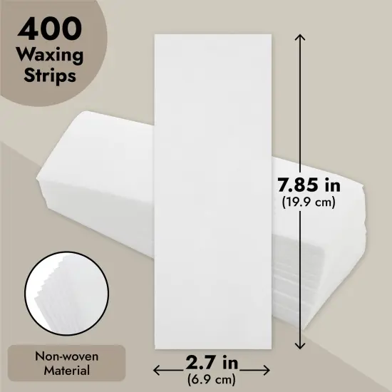 Juvale 400-Pack Wax Strips for Body and Facial Hair Removal - Non-Woven Depilatory Paper Sheets, Customizable Size, Smooth Surface, and Disposable (7.85x2.7 in) White {4}