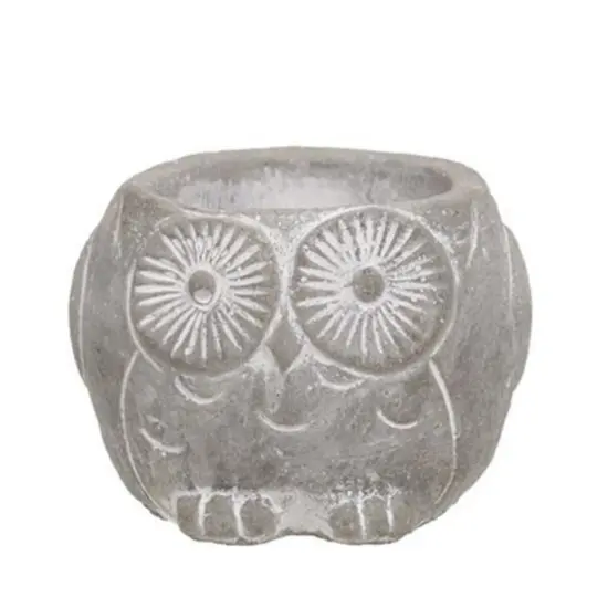 Small Owl Resin Planter Pot for Faux Plants or LED Candle Display {1}