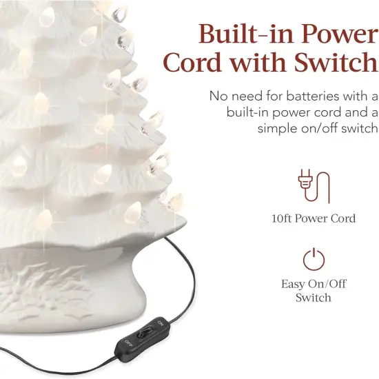 Ceramic Christmas Tree, Hand Painted Green Tabletop Tree with 74 Multicolor LED Bulbs & Star Topper White {4}