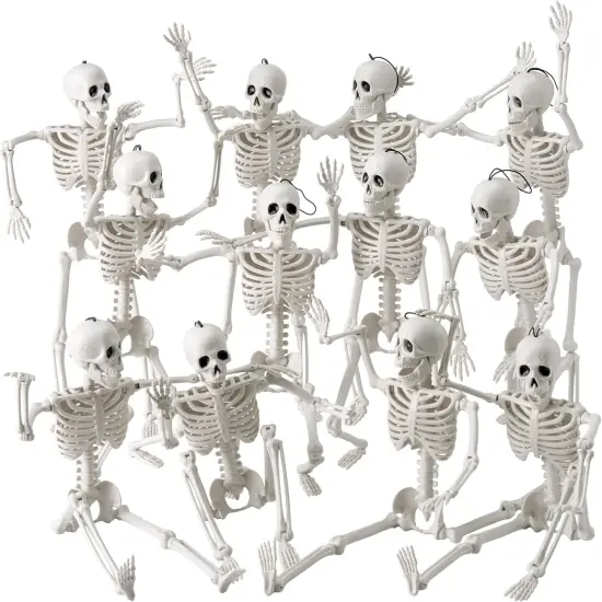 6 PCS 16" - Full Body Moveable Joints Hanging Skeletons for Indoor Outdoor {1}