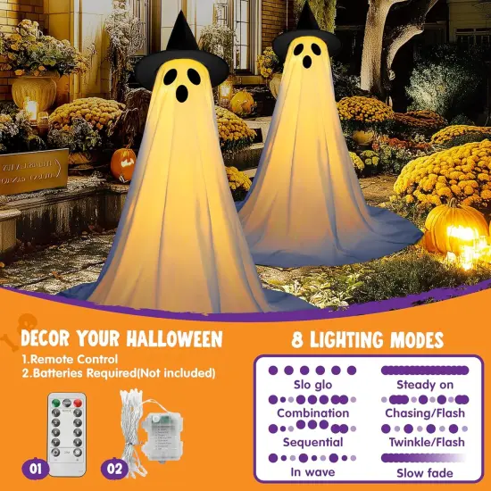 2 Packs 47'' Halloween Decorations Outdoor Standing Ghost {2}