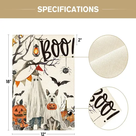 Halloween Boo Garden Flag Ghost Dog Spooky 12x18 Inch(White) {2}