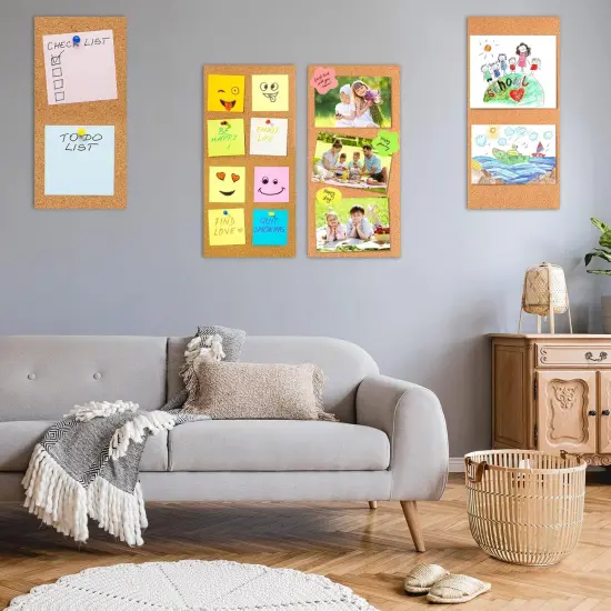 6 Pack Bulletin Cork Boards With 100 Push Pins (17"x8") {5}