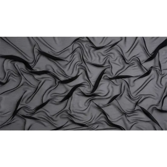 1 Yard Flowing Black Crinkled Silk Chiffon Fabric 43" Wide for Tops, Dresses & Ruffles {3}