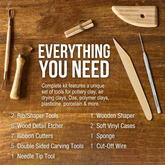 Pottery & Clay Tools Sets (26-Piece) - 12 and 14-Piece Set Include Pottery Tools, Canvas Case for Sculpting, Ceramics, and Easy Storage & Transport {4}