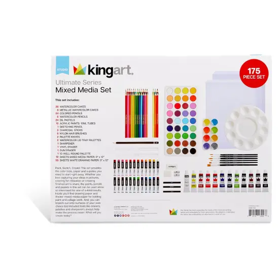 KINGART&reg; Mixed Media Art Set, Drawing, Painting & Sketching, 175 Pc. {6}