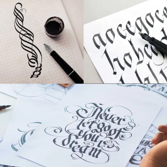 35-Piece Calligraphy Pen Set - 4 Pens, 5 Nibs, 22 Inks, Includes Calligraphy Pens for Writing, Beginners Handbook & Practice Paper Pad {6}