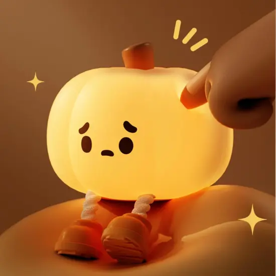 Cute Pumpkin Decor Silicone Rechargeable Night Lamp {1}