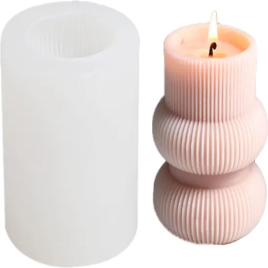 Barrel Striped Candle Silicone Mold Geometric Pillar Candle Soap Mold {1}