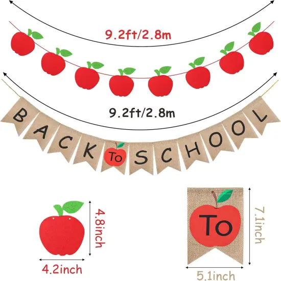 Back to School Burlap Banners Felt Apple Garland {2}