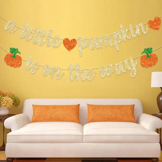 Pre-Strung Pumpkin Fall Baby Shower Banner Decorations {4}