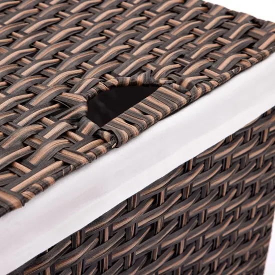Seville Classics Handwoven Lidded Laundry Hamper Mocha brown {2}