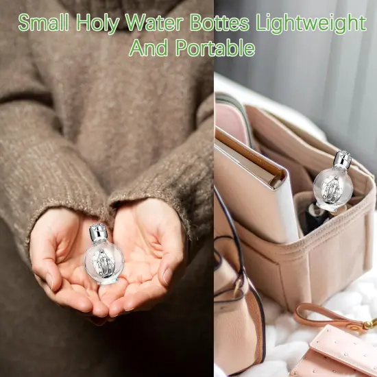 12 Pcs Glass Holy Water Bottles - 0.5 Fl oz (Silver, Divine Mercy) {4}