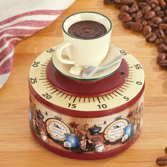 Collections Etc Hand-Painted Primitive Country Coffee Kitchen Timer {1}