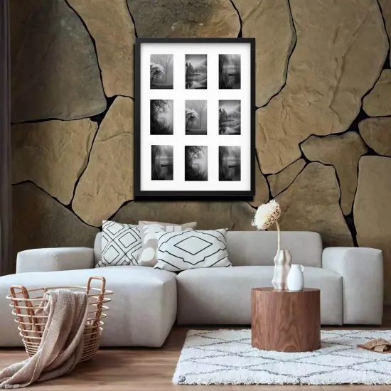 18x24" Black Frame for 9 Pictures &ndash; Horizontal/Vertical, No-Nail Hanging, Depth Display {3}