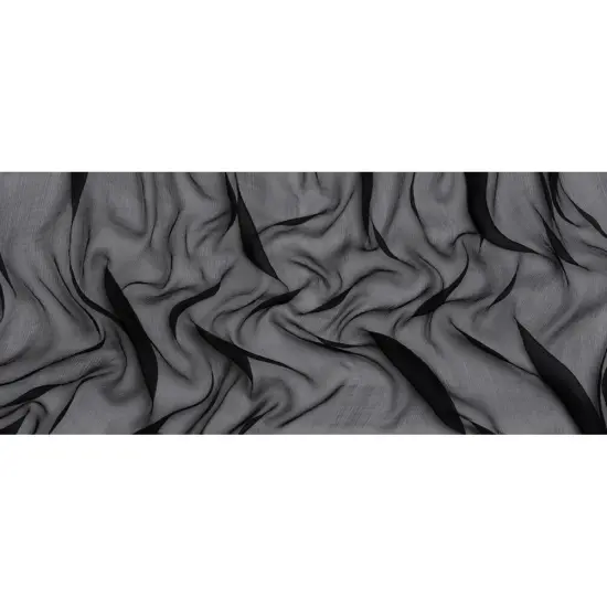 1 Yard Elegant Black Crinkled Silk Chiffon 50" Wide Perfect for Overlays, Gowns & Evening Tops {3}
