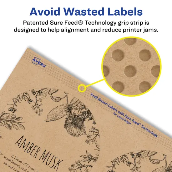 Avery Kraft Brown Arched Labels with Sure Feed, 3" x 2.25" {4}