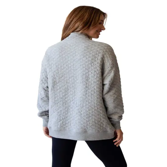 Ladies' Quilted QZip Pullover HEATHER GREY {7}