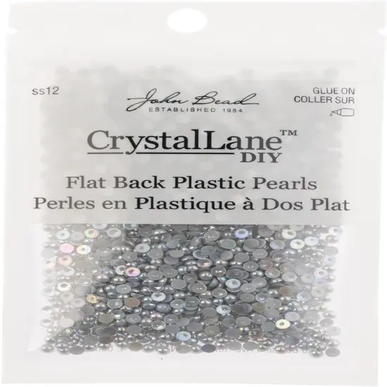 Crystal Lane DIY SS12(3mm) Plastic Pearl Flatback Rhinestones, 1850pcs Grey AB {3}