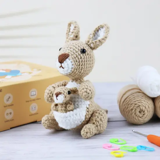 Beginner Crochet Kit - Animal Crochet Patterns, 40%+ Premium Yarn, Complete Crocheting Tools for Adults & Kids - DIY Craft Gift for Birthdays, Christmas (Kangaroo) {2}