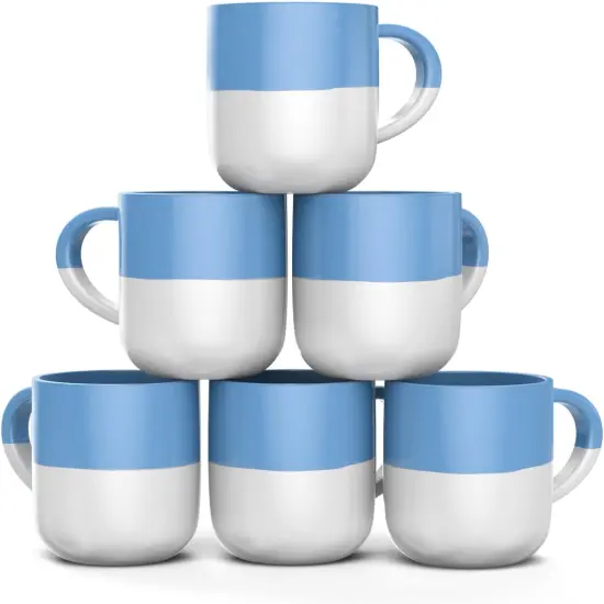 Set of 6 Large 16 Ounce Ceramic Coffee Mugs {1}