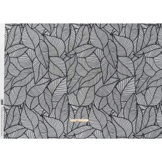 1 Yard Terrestrial Tesserae Cotton Crepe Fabric Black White Embroidered Leaves 53 inch Width {3}