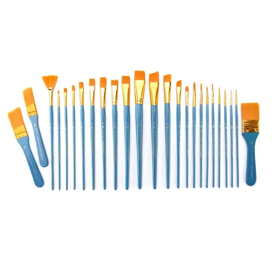 RSET-9382 | 25pc Golden Taklon Long Handle Variety Brush Set {2}