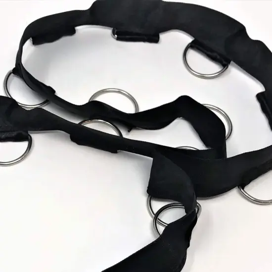 1 Inch Satin Silver D Ring with Black Tape by the Yard {1}