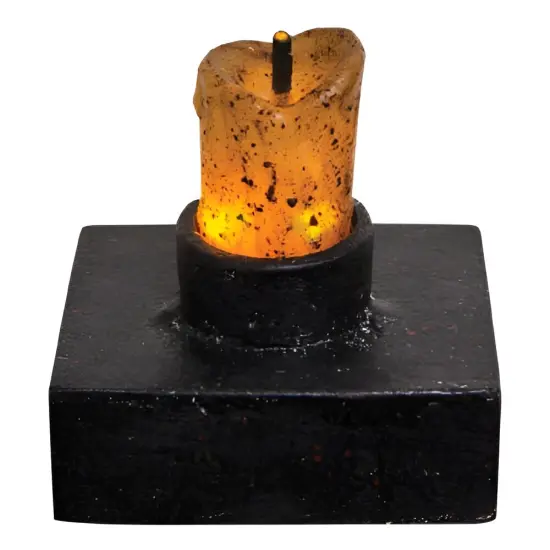 Black Flame less Mini Resin Candle Holder with Built-in Timer Light for Indoor Decor {1}