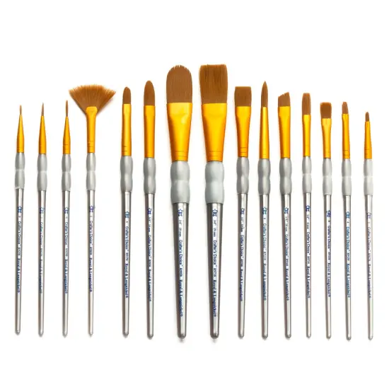 RCC 602 | Crafter's Choice™ 15pc Brown Taklon Variety Brush Set {4}