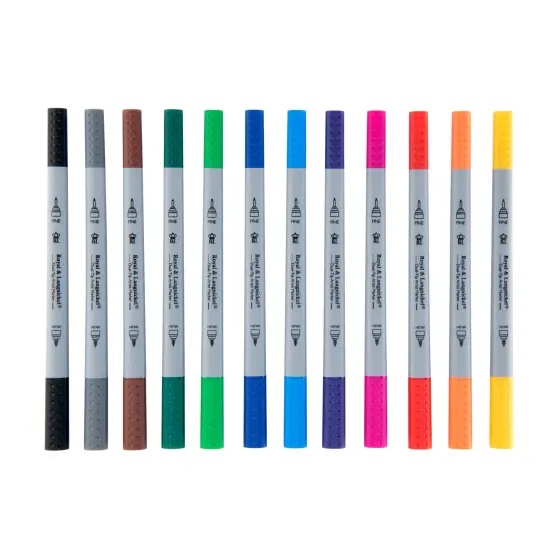 MARK-2201 | 12pc Fineliner and Brush Dual-Tip Artist Markers {2}