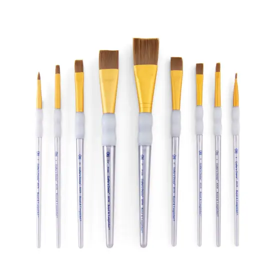 RCC 310 | Crafter's Choice&trade; 9pc Brown Taklon Variety Brush Set {3}