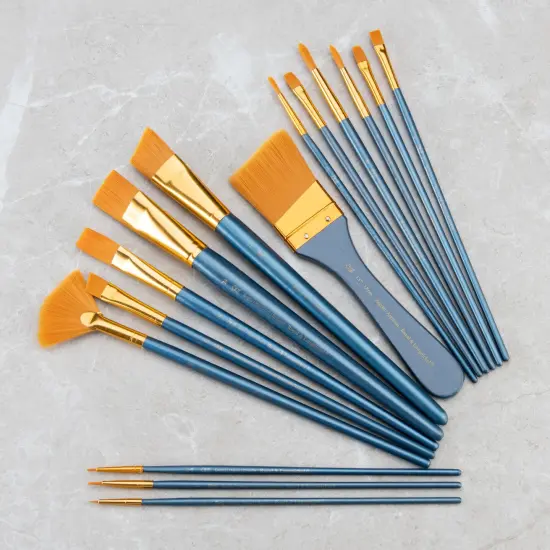 RSET-9401 | Acrylic 15pc Golden Taklon Variety Brush Set {2}