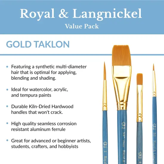 RSET-9185 | 3pc Golden Taklon Wash Brush Set {4}