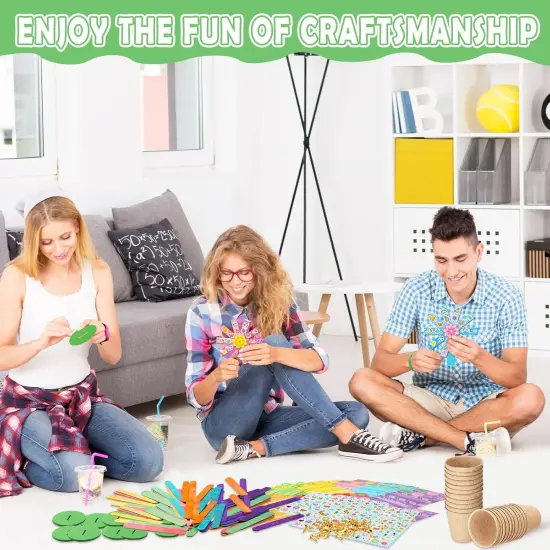 48 Pack Mother's Day Flower Pot Paper Craft Kits Spring Make Your Own Flowers Craft Sticker DIY Thanks {4}