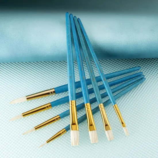 RSET-9154 | 8pc White Bristle Round/Flat Brush Set {3}