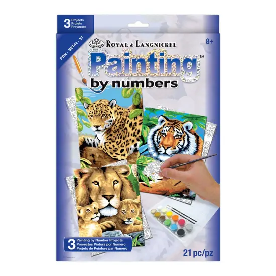 PBN-SET44 | Painting by numbers&trade; 21pc 8.75" x 11.75" Jungle Cats Painting Project 3-Pack {1}